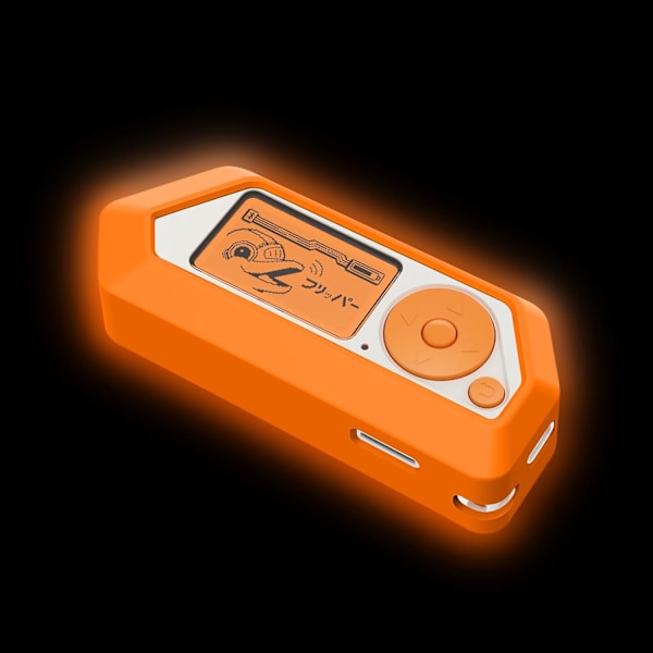 Beskyttende deksel for Flipper Zero - Myk silikon, fluorescerende oransje, gløder i mørket