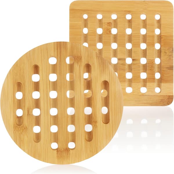 2x Bambusunderlag - slitesterkt underlag for potter - panner - underlag -