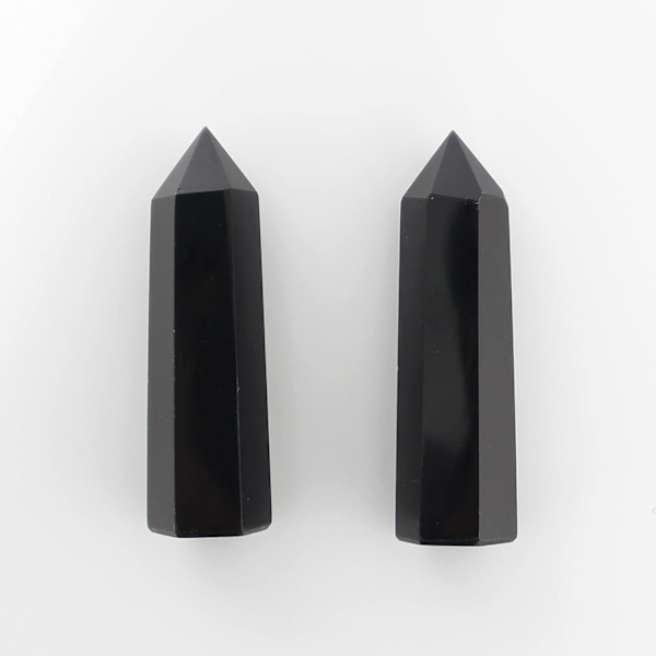 Obsidian Kvartsstavar - 2 st 8-9cm Obsidian Kvartsstavar