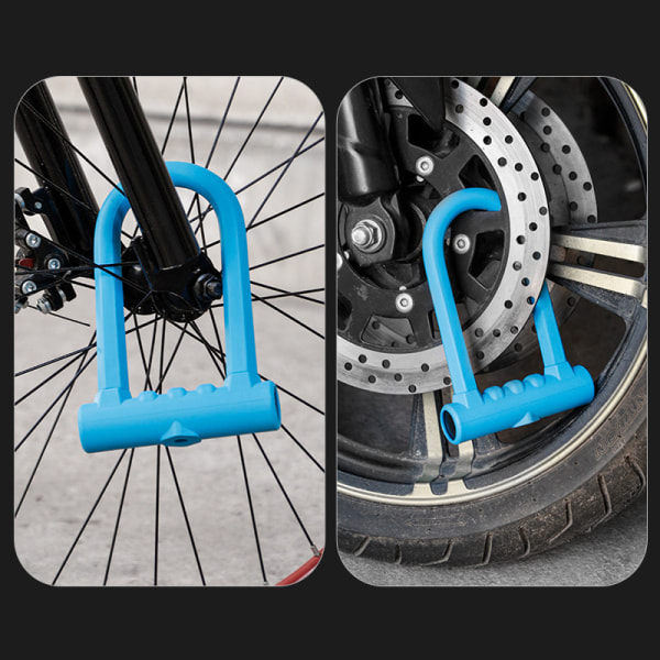 Cykeltillbehör - U-formad silikonlås, stöldskydd - Blå