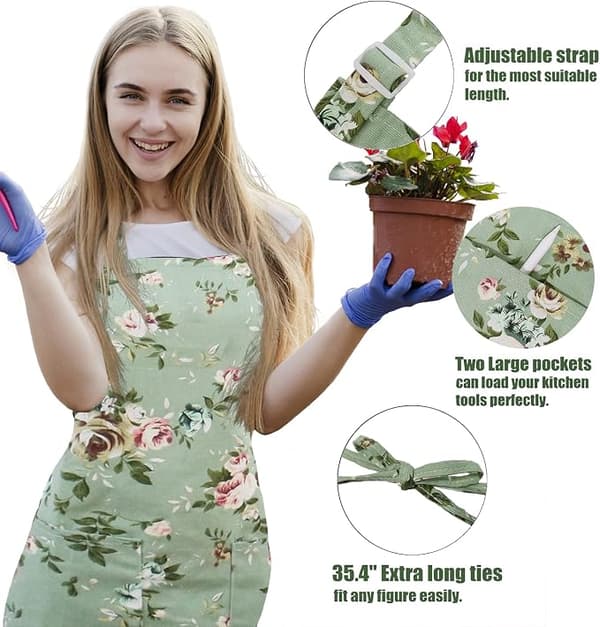 Et justerbart forklæde til grillkokke med blomstermønster til mænd og kvinder