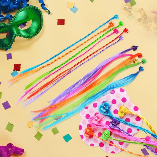 24-pack Hårflätor Set, Regnbågsflätor med Hårclips, Flätade