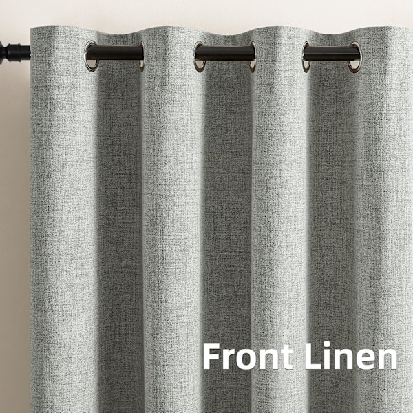 99% Total Blackout Gardiner 40 cm Lengde for Vindubehandling, Faux Linen Termisk Isolerte Gardinringer for Soverom