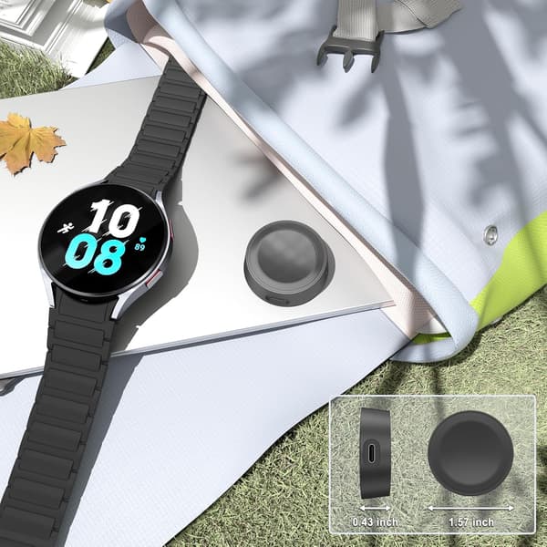 USB C Oplader Dock Kompatibel med Samsung Galaxy Watch 6/5, Kun Oplader Dock (Sort)