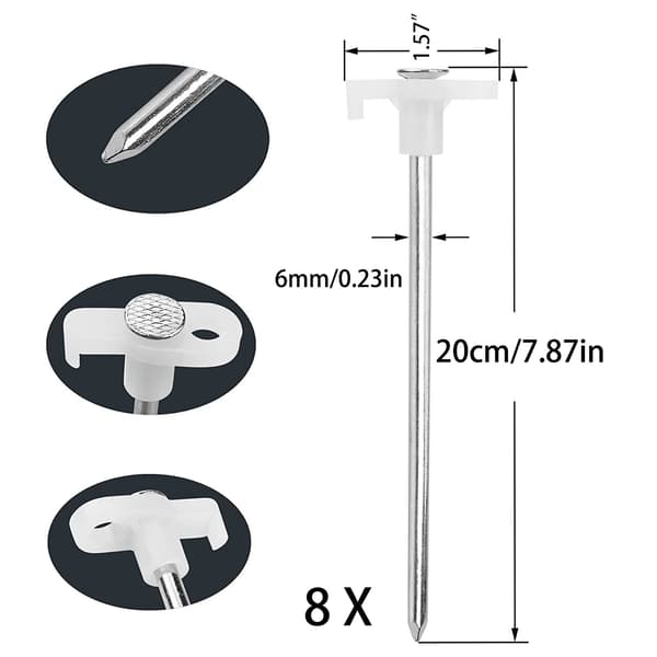 8 stk 20 cm teltplugger telttau plugger utendørs camping