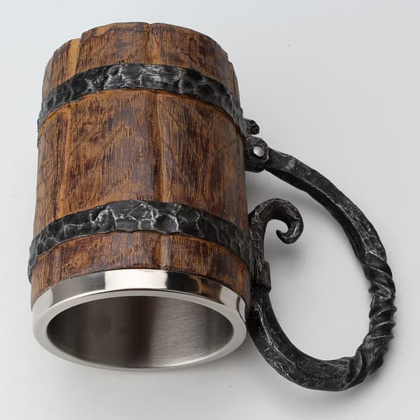 1 x 550ml imiteret træfad øl krus, fantasy middelalder