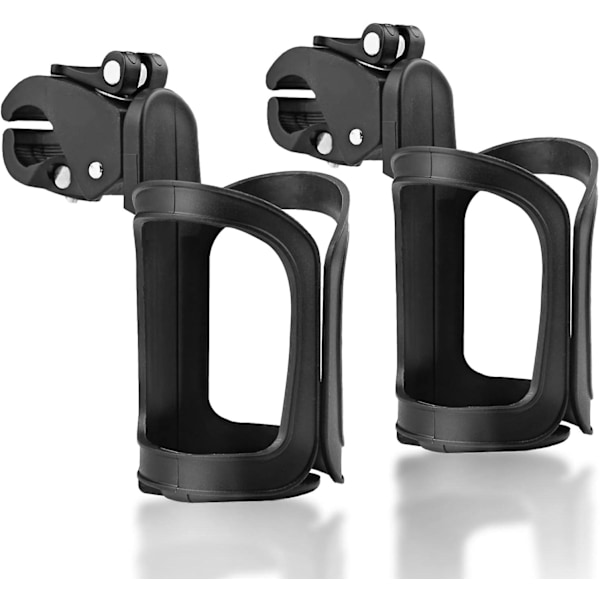 2 stk. cykel flaskeholder, universel 360 graders rotation justerbar klapvogn kopholder uden skruer, til vogne, mountainbikes, gåstole, hjul