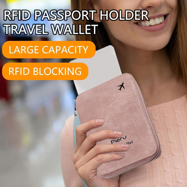PU-läder RFID-passplånbok - Dragkedjefodral med flera fickor, RFID-blockerande passhållare | Versa