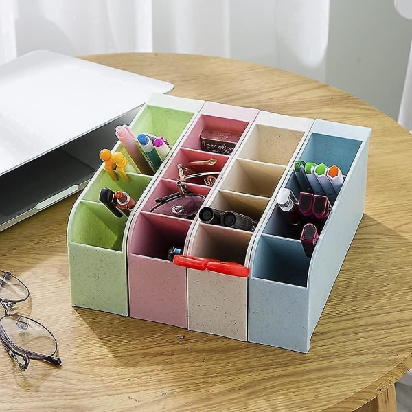 4 Pieces Desk Organizer, Multifunctional Plastic Pen Storage Holder for Makeup Brush Storage, Pens, Stationery, School Office Supply