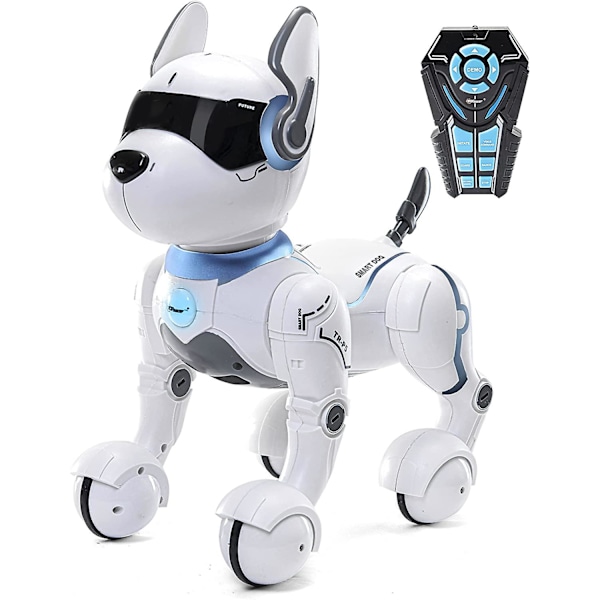 Fjärrstyrd robot-hund med touchfunktion och röststyrning, RC-hundrobotleksaker för barn 3, 4, 5, 6, 7, 8, 9, 10 år och uppåt, smart och dansande robot