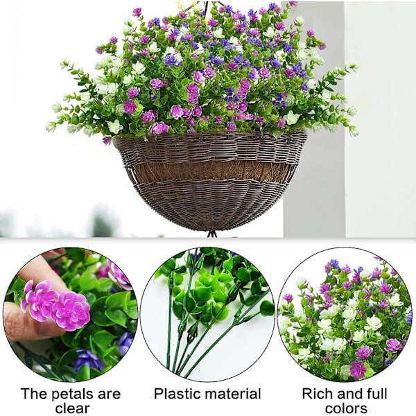 6 stk Utendørs Kunstige Blomster UV-Bestandig Plast Kunstig