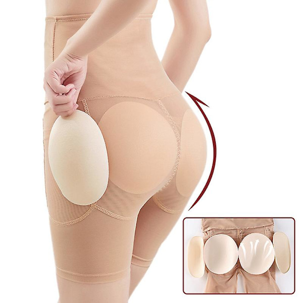 (L) Kvinnors Shapewear Kontrolltrosor Kroppsformare Rumpa Lyftkuddar Vadderad Höftförstärkare Sömlösa Underkläder Hög Midja Korta