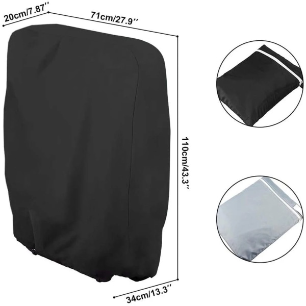 1 stycke Svart 20x 34x 71x 110cm Skydd för Fällbara Poolstolar