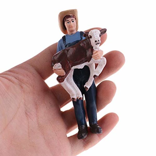 17 små bondefigurer, plastfigurer for gårdsbruk