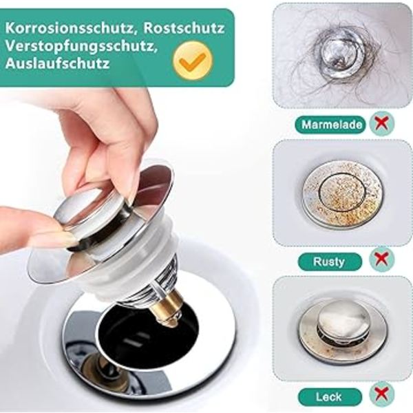 Universal Avloppsplugg, (Avloppsöppning 32-42mm) Pop-Up Avloppspropp
