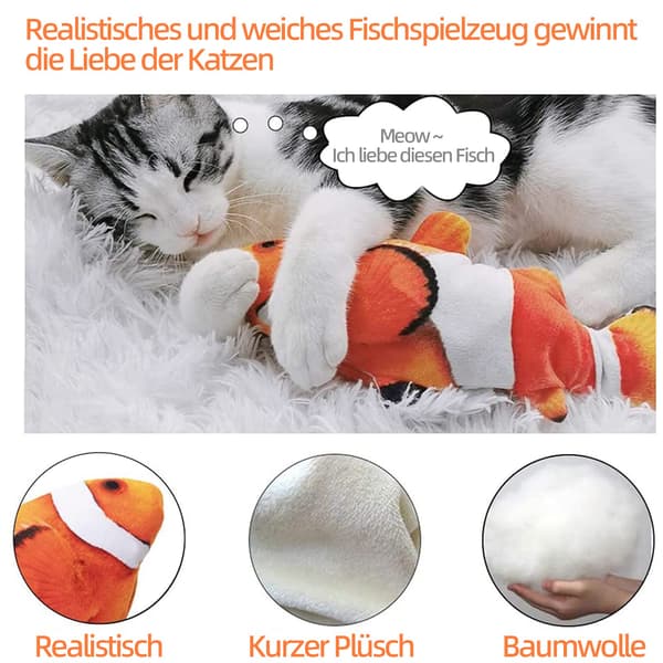 1 Simulerad Plysch Leksak Rörlig Fisk för Katt