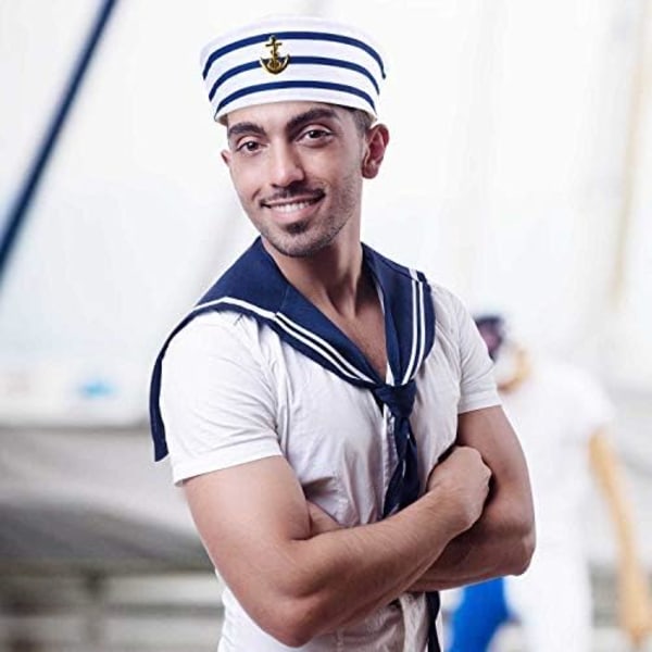 Sailor Hat Blue White Yacht Captain Hat Sailor Hat for Costume Pr