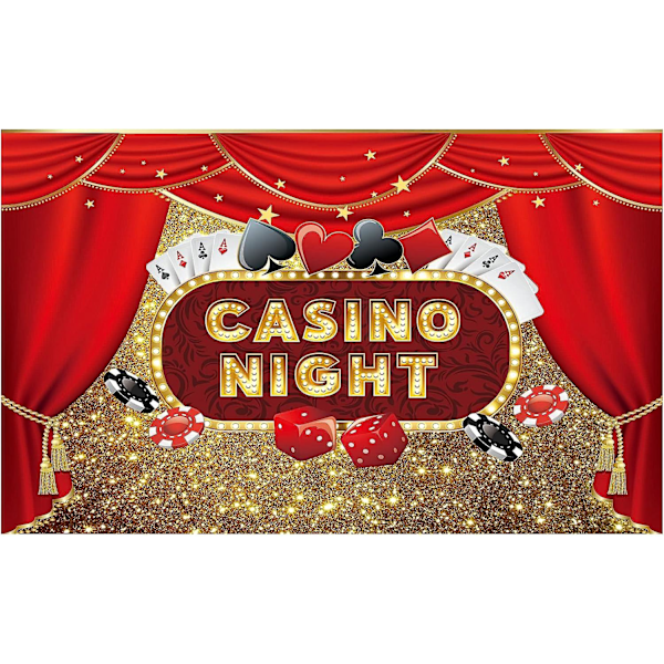 Casino Night Party Bakgrund Karneval Fest Banner Spelkorts Röd Gardin Gyllene Bokeh Glitter Födelsedag Dekoration Fotografi Bakgrund Fotobås