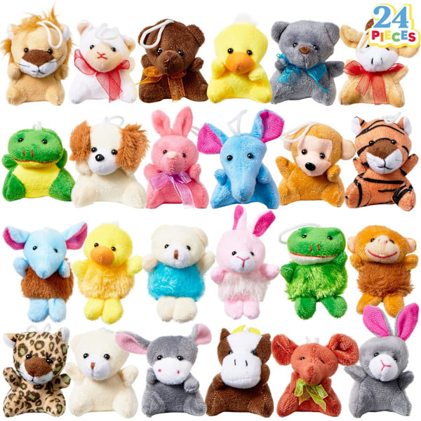24-pack Mini Djur Plyschleksak Sortiment (24 Enheter 7,6 cm Vardera)
