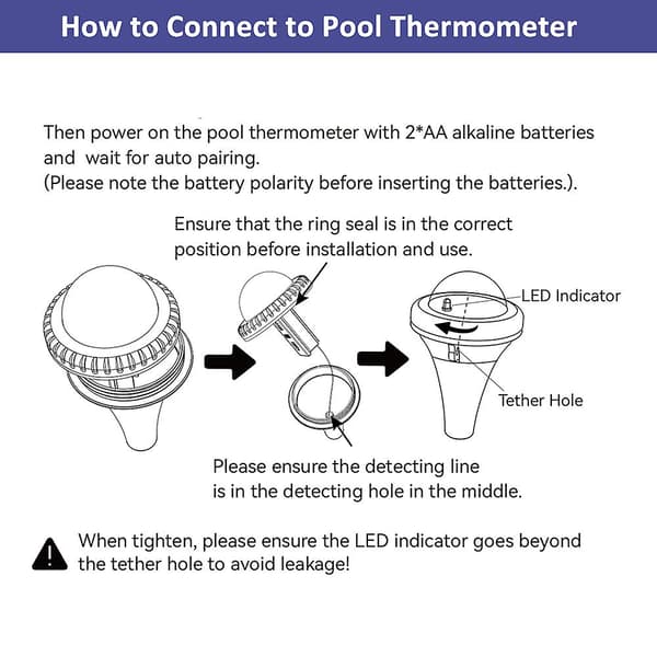BaLDR Pool Termometer Trådløs Pool Termometer Flydende Pool Termometer til Svømmepøler Boblebade Dam Test & Termometre Hvid Tjekkiet