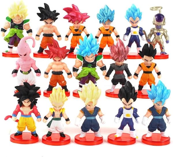 Dragon Ball Z 16-delt Actionfigur Sæt, 3-tommer Samleobjekter til Kagepynt & Gaveposer