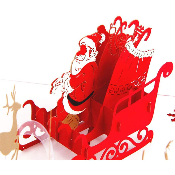 1 bit 3D julkort visas jultomten Santa Älg hälsning