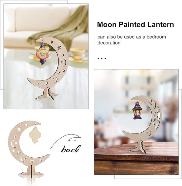 2 stk Ramadan Træpynt Eid Mubarak Ornament Måne Stjerne