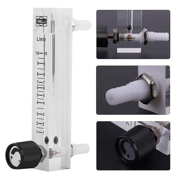 Gas Flow Meter, Lzq-7 Flow Meter 1-10lpm Flow Meter Med Reguleringsventil Til Oxygen/luft/gas