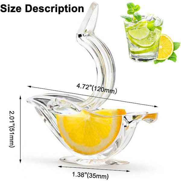 2 stk. Lille fugl citronpresser bærbar transparent citron