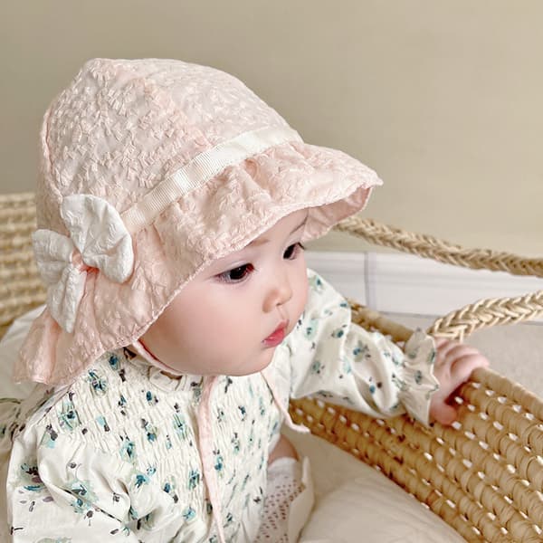 Spetsbåge Sommar Babyhatt (Rosa) Flicka Bomulls Solhatt Nyfödd Baby