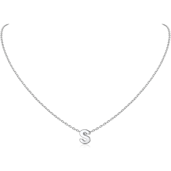 925 Sterling Silver Initial Halsband för Kvinnor Flickor Söt Liten Bokstav Smycken Personlig Gåva