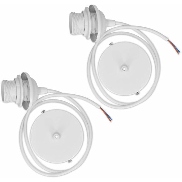 2x electric cable for lamp - Cable with White E27 socket and fixi