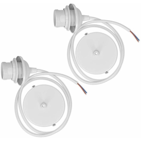 2x elektrisk kabel för lampa - Kabel med vit E27-sockel och fixering