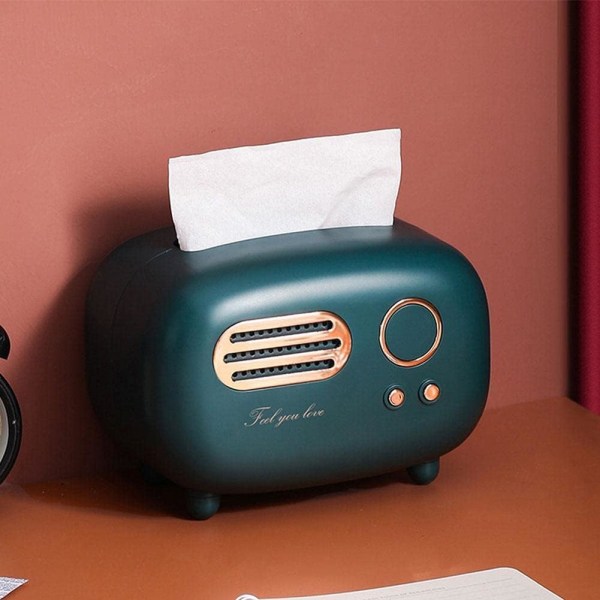 1 st (Grön) Retro Radio Model Tissue Box Desktop Pappershållare