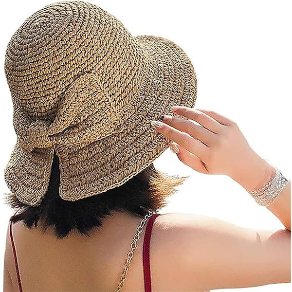 Kvinnors breda hopfällbar strandhatt (56-58cm) - Sommarhatt för kvinnor -