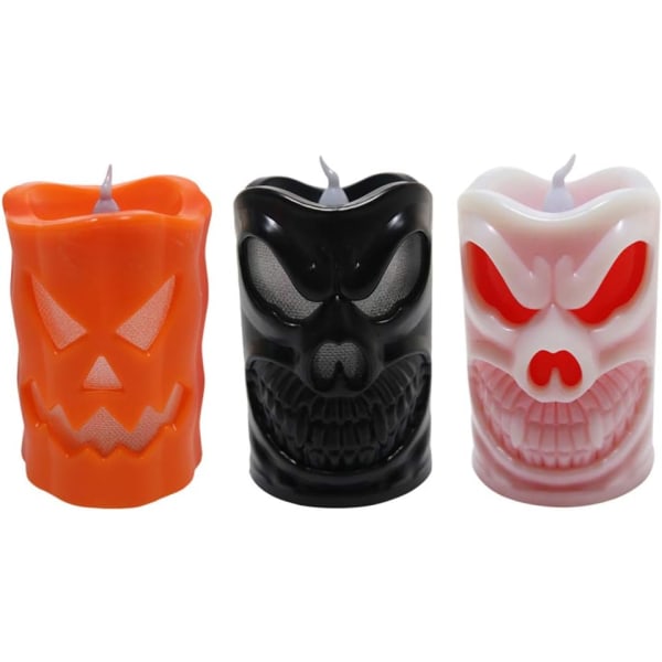 3 kpl Kurpitsakallo Flameless LED-kynttilä Halloween Kurpitsa Pieni