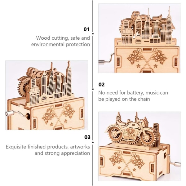 1-dels Träpussel Motorcykel i Staden, Julmusiklåda