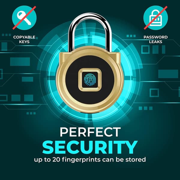 P5 Biometrisk Fingeravtryckshänglås Vattentätt USB Laddningsbart för