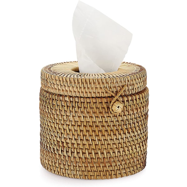 Rattan Vevboks Rund Dispenser Vevboks Skrivebord Organizer for