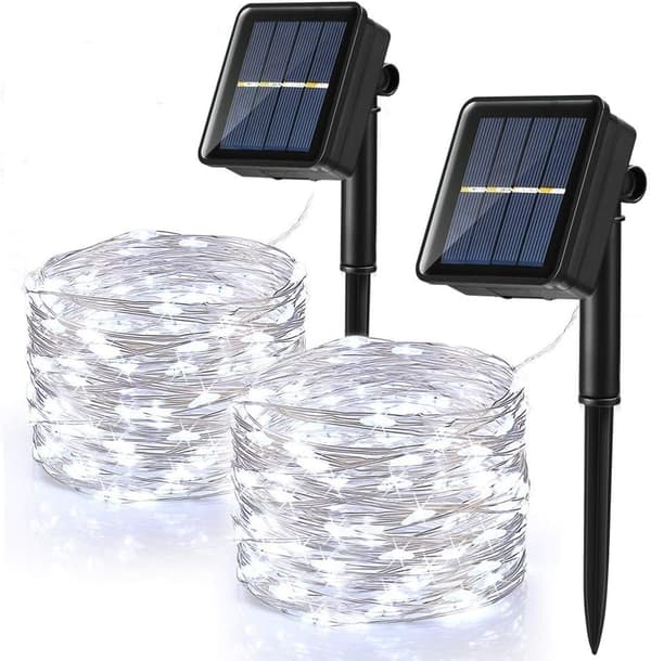 2 set solbelys kransar för utomhusbruk, 120 LED krans, solenergi