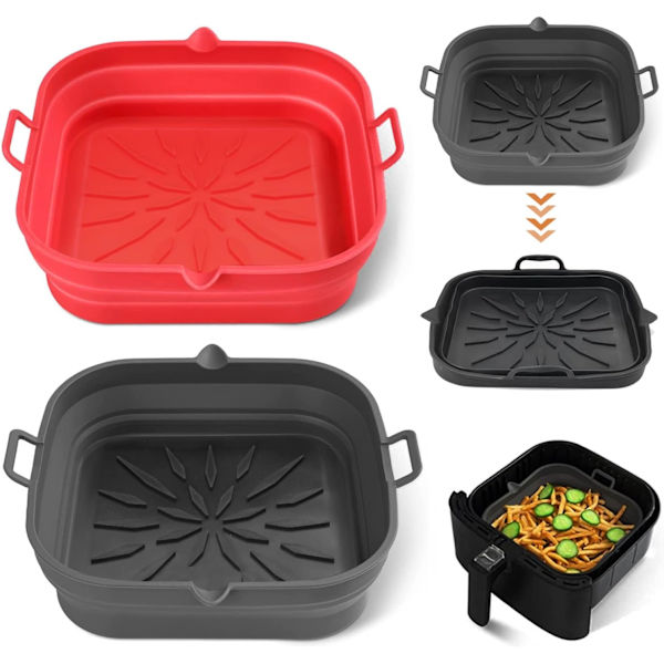 2-pack (20 cm) Silikonkorgar för Airfryer, Vikbara