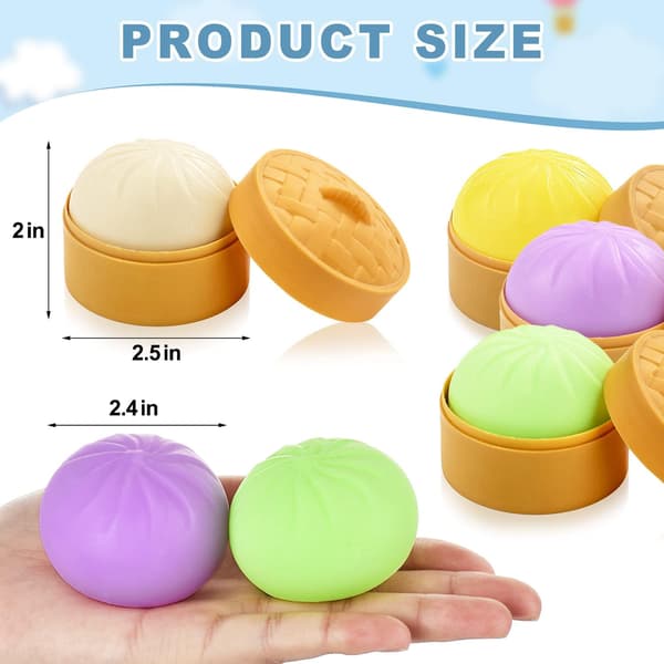 Fargerike Dumpling Stressballer, 4 stk Fidget Sensorisk Leker, Stress