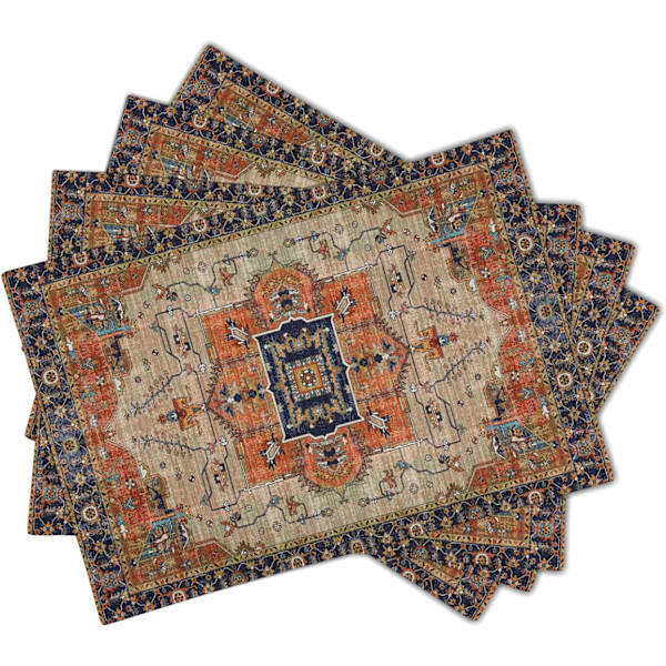 Aztek Terracotta Boho-dukningsunderlägg Set om 4 Vintage Persisk Rost Ret
