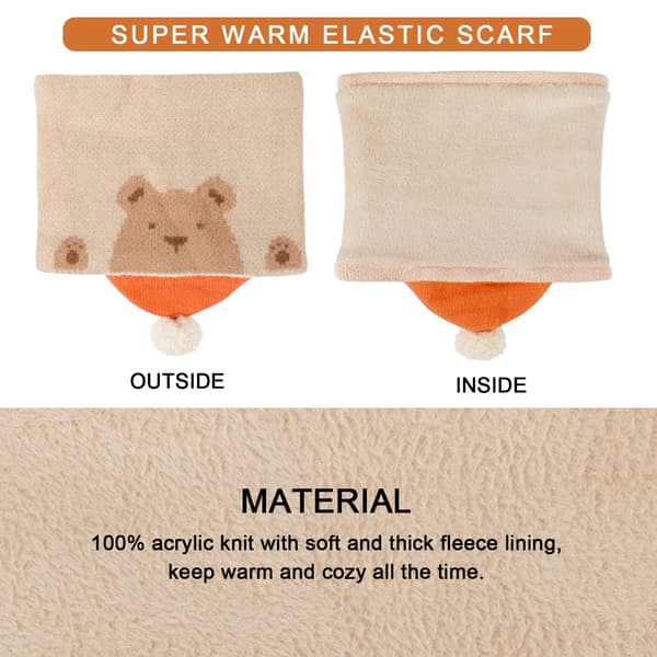 1 beige vinterfodrad ullfodrad varm stickad mössa halsduk set
