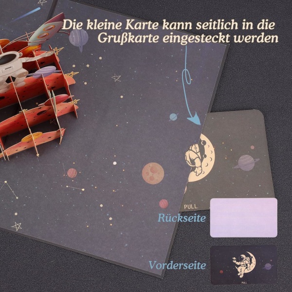 1 kpl 3D Avaruusastronautin Pop Up -syntymäpäiväkortti lapsille pojille
