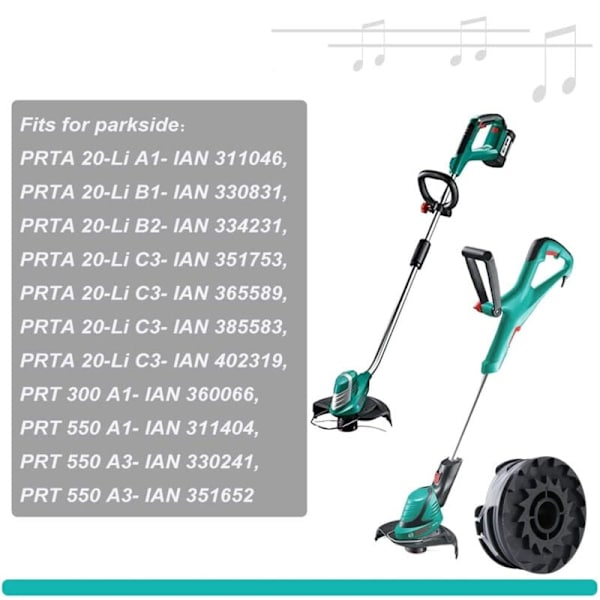 4 varaosaa Parkside PRT 550 A1/B2/C3 niittokeloja
