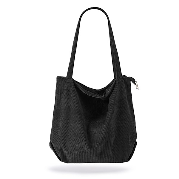 En Tjock Corduroy Tote Bag Svart Extra Stor Kapacitet Handväskor
