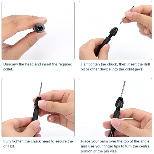 Mini Precision Hand Drill Kit med 25 st Twist Drill Bits (0,5-3