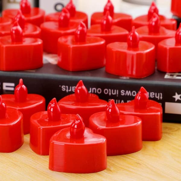 24 stk Hjerteformede Flammeløse Lys LED Teelys