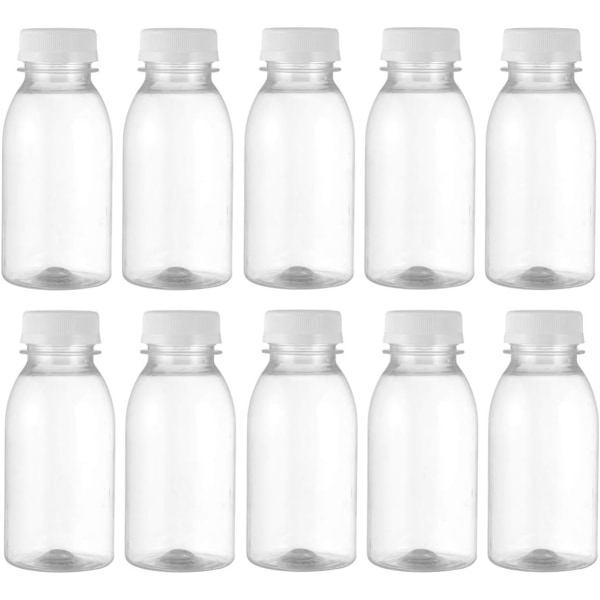 10 st 250 ml mjölkflaskor med lock, transparenta plastburkar